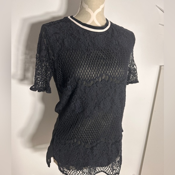 Black lace chiffon blouse - Picture 3 of 3